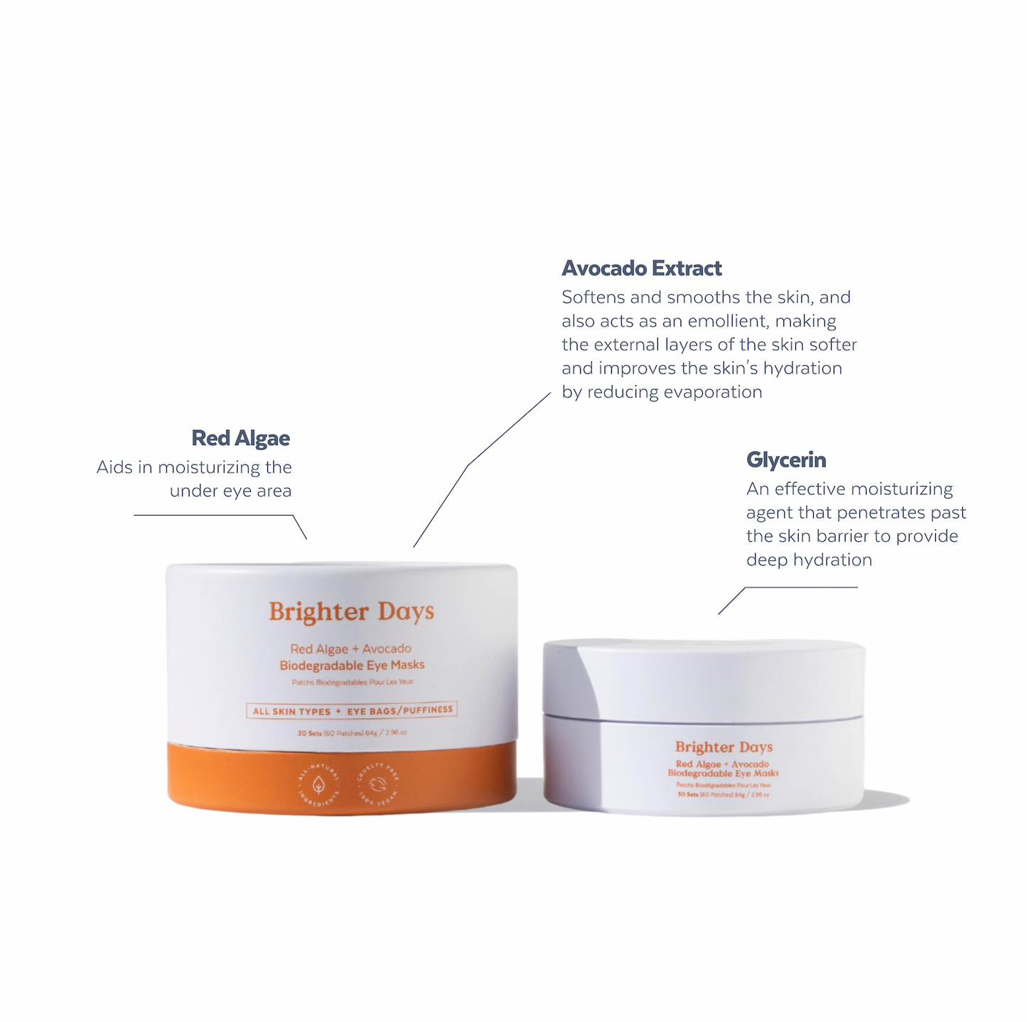 Brighter Days Red Algae + Avocado Biodegradable Eye Masks